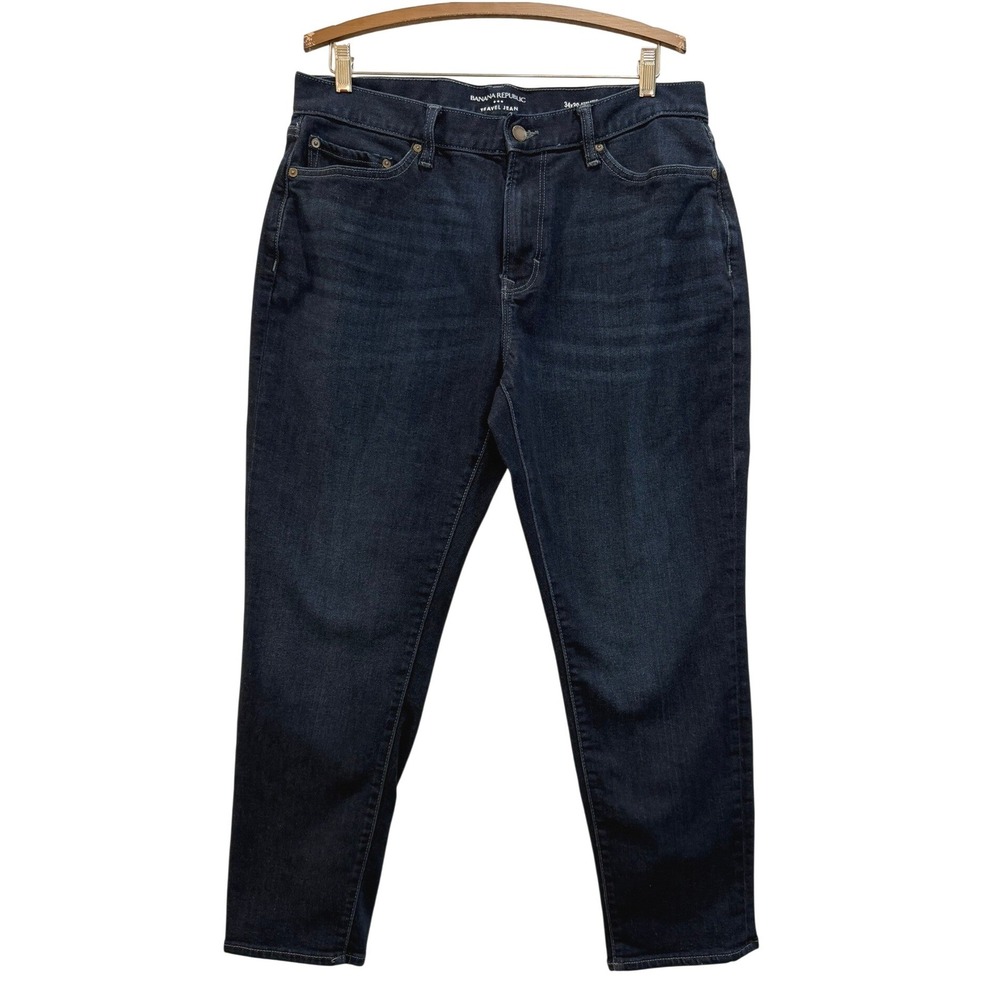 Banana Republic Travel Jean Men's 34x30 Athletic Fit Dark Wash Indigo Denim